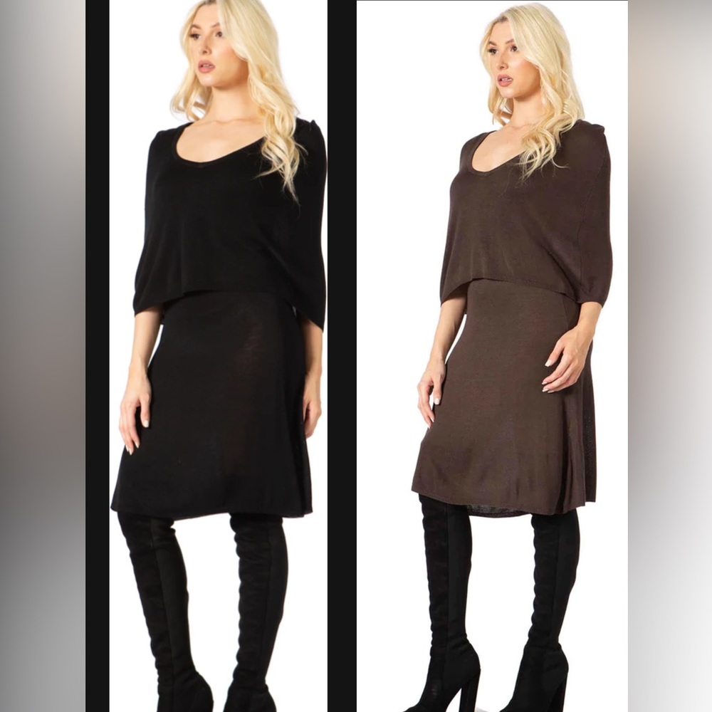 ONE New VERTIGO PARIS 💥 Rayon!!!! Cape Overlay Sweater Dress S399